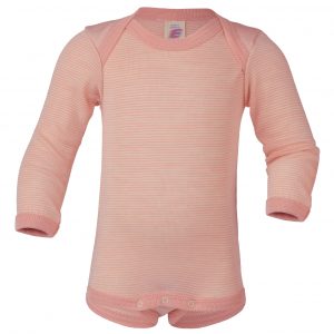 Body lana/seta Engel manica lunga scollo all'americana - Salmon Natural