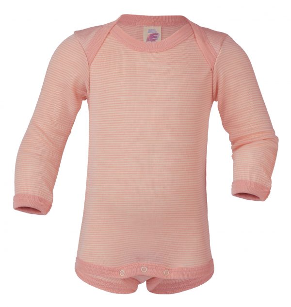 Body lana/seta Engel manica lunga scollo all'americana - Salmon Natural